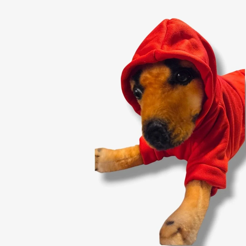 Fashion Class Boy Kids Dog Hoodie Jumpsuit Red Black Size M Pet Clothes